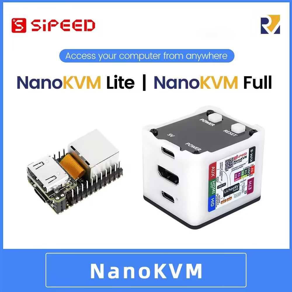 Sipeed NanoKVM IP-KVM Mini Remote Control Operations Maintenance Server, 2Gbit 256MB DDR3 RISC-V Linux Development Board, 1TOPS NPU 1GHz C906 RISC-V CPU, USB HDMI 100M Network Port (Black Full Kit)