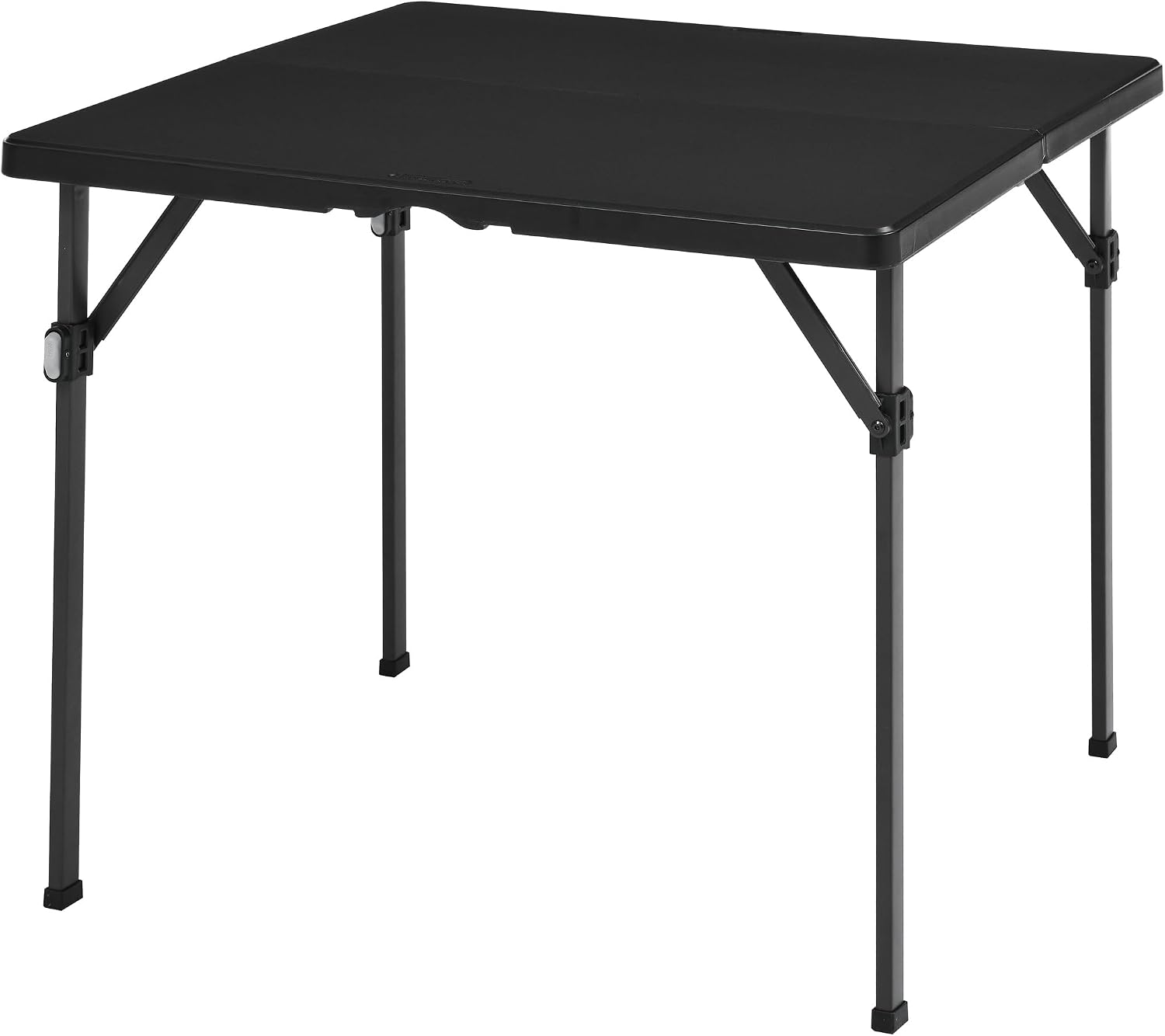 Amazon Basics 34 inch Portable Sturdy Folding Dining Table with Carrying Handle, Space Saving Storage, Square, 33.9 x 29.1 x 33.9 inch, Black | Folding