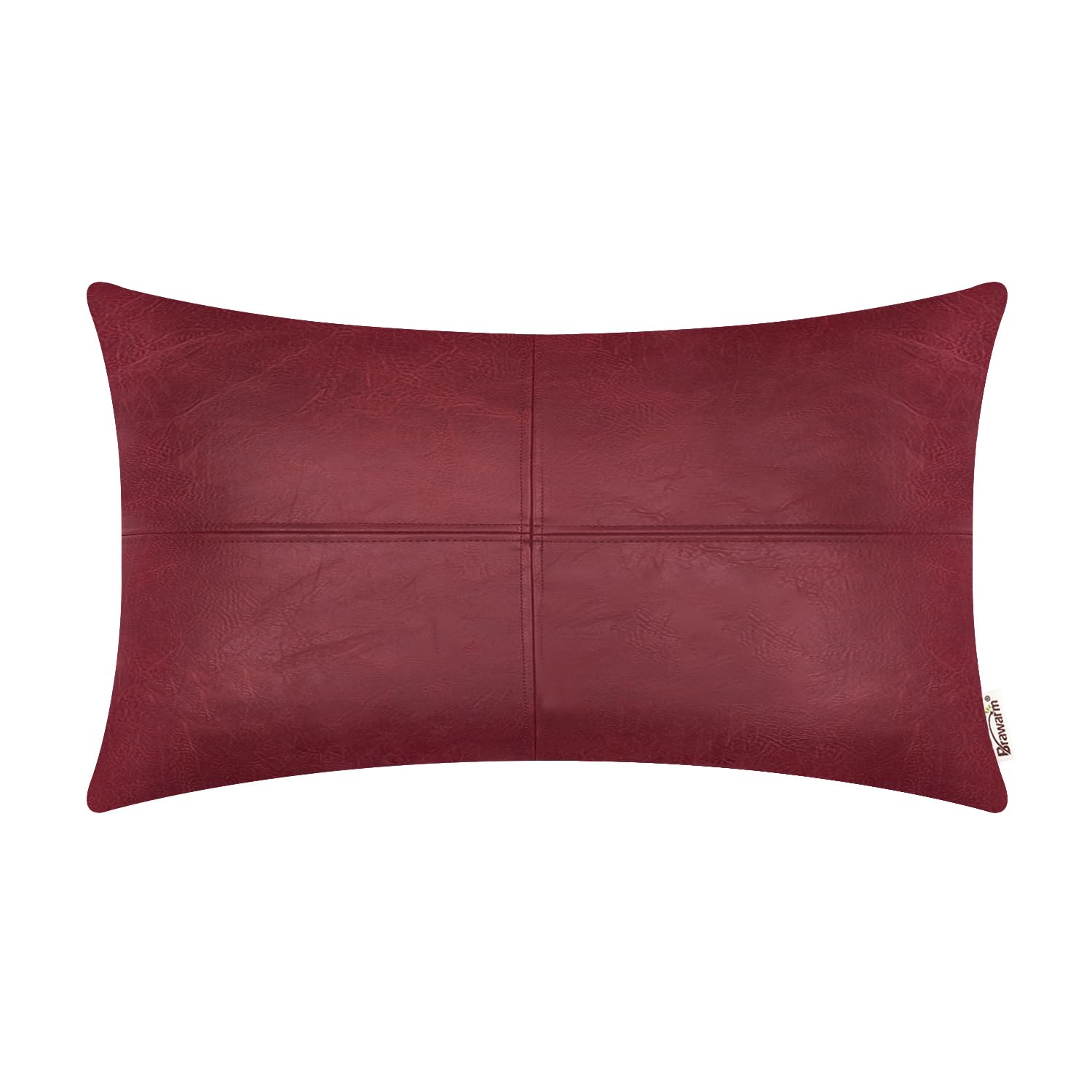 BRAWARM Faux Leather Throw Pillow Covers 16 X 16 Inches, Black Leather Pillow Cover, Hand Stitched Leather Decorative Pillow Cover for Couch Sofa Bed Living Room Home Garden