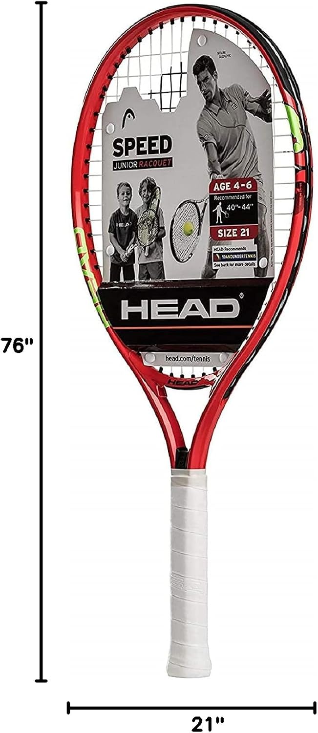 HEAD Speed 21 Junior Pre-Strung Tennis Racquet, Lightweight Youth Tennis Racket for Kids & Beginners, Durable Aluminum Frame, Age 4-6, 21 inch, Red