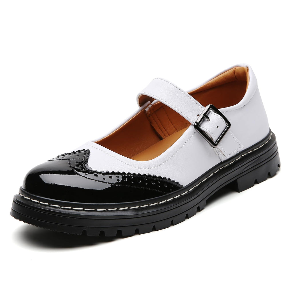 Mary Jane Shoes Women Platform Non-Slip Classics Round Toe Ankle Strap Comfort Casual Oxford Dress Work Mary Jane Flat Shoes