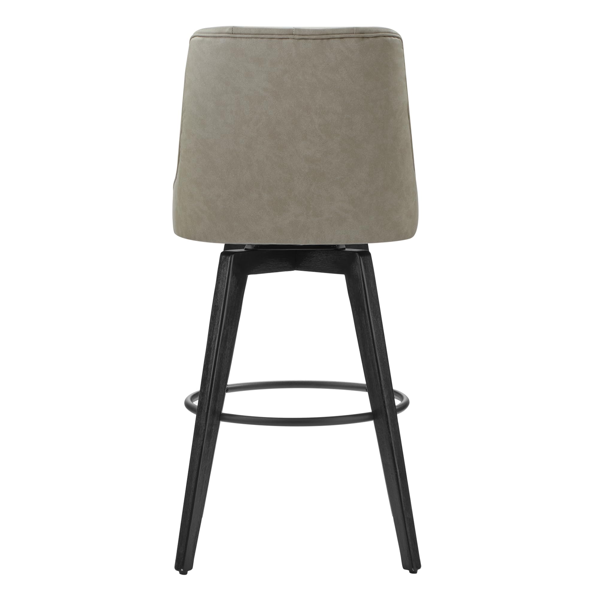 Watson & Whitely Counter Height Bar Stools, Performance Fabric Upholstered Modern Swivel Barstool with Back, Solid Wood Legs, 26" H Seat, Flint Grey