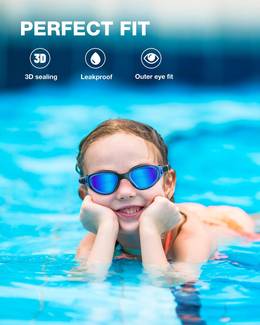 ZIONOR Kids Swim Goggles, G1MINI SE No Leak Anti-Fog Goggles for Kids 6-14, Soft Silicone Comfort Fit, Easy Adjust Strap