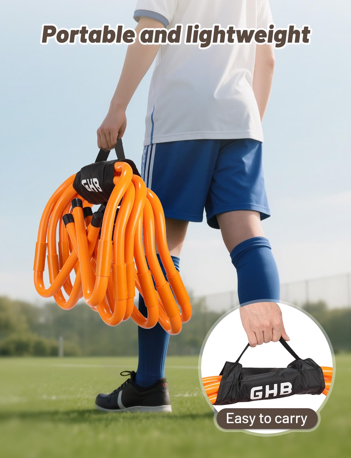 GHB Agility Hurdles 5/6 Pack Foldable Speed Agility Training Hurdles Adjustable Sturdy Hurdles Training Equipment Set with Carry Bag for Amateur, Athletes, Soccer, Basketball