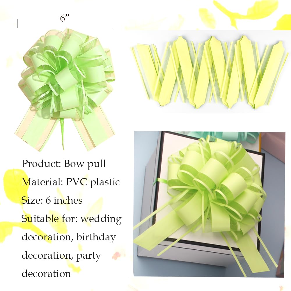 6 PCS Large Pull Bows,Bow for Gift Wrapping,6 inches,Christmas Party Birthday Gift Wedding Ribbon Bows for Wrapping Boxes or Flower Decorations, Valentine's Day Gift Decorations