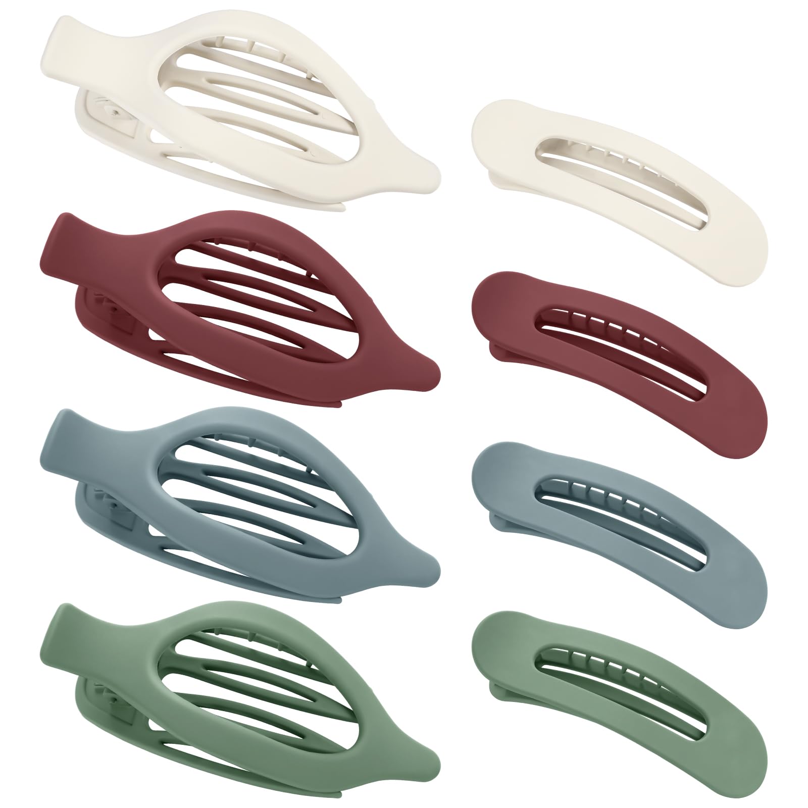 Obeoby 8 Pcs Flat Claw Clips for Women, Strong Hold French Flat Hair Clips for Thick Thin Hair Barrettes Accessories Round Large Medium (Tortoiseshell)
