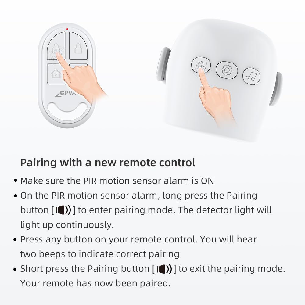 CPVAN WiFi Motion Sensor Alarm, 125dB Smart PIR Motion Detector with Phone App Alerts, Wireless Indoor Home Security Alarm System with Remote, 2.4GHz WiFi, Black