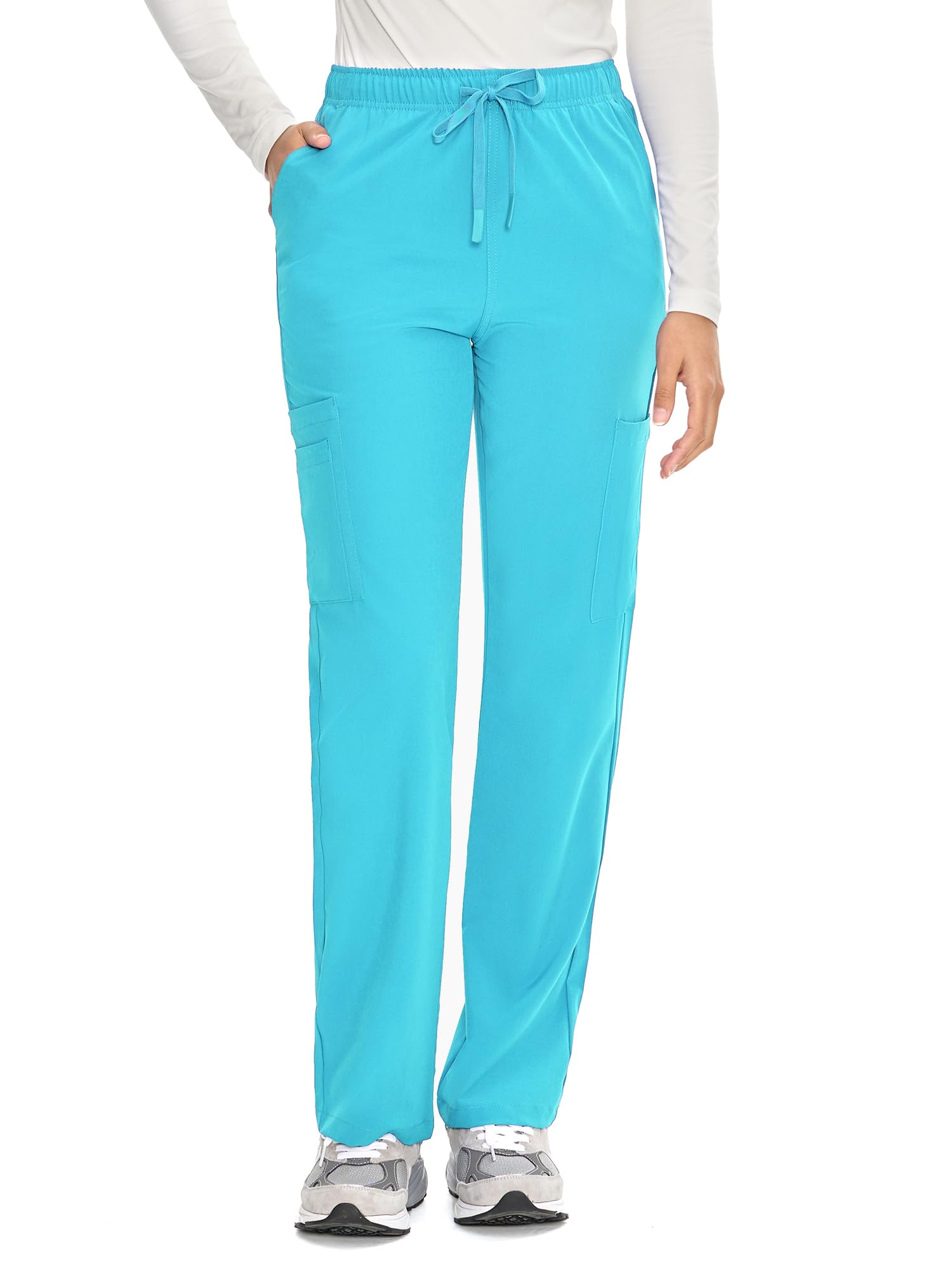 COZYFIT Straight Leg Scrub Pants for Women, Drawstring Soft Stretch, Anti-Wrinkle Women's Scrub Pants with 6 Pockets