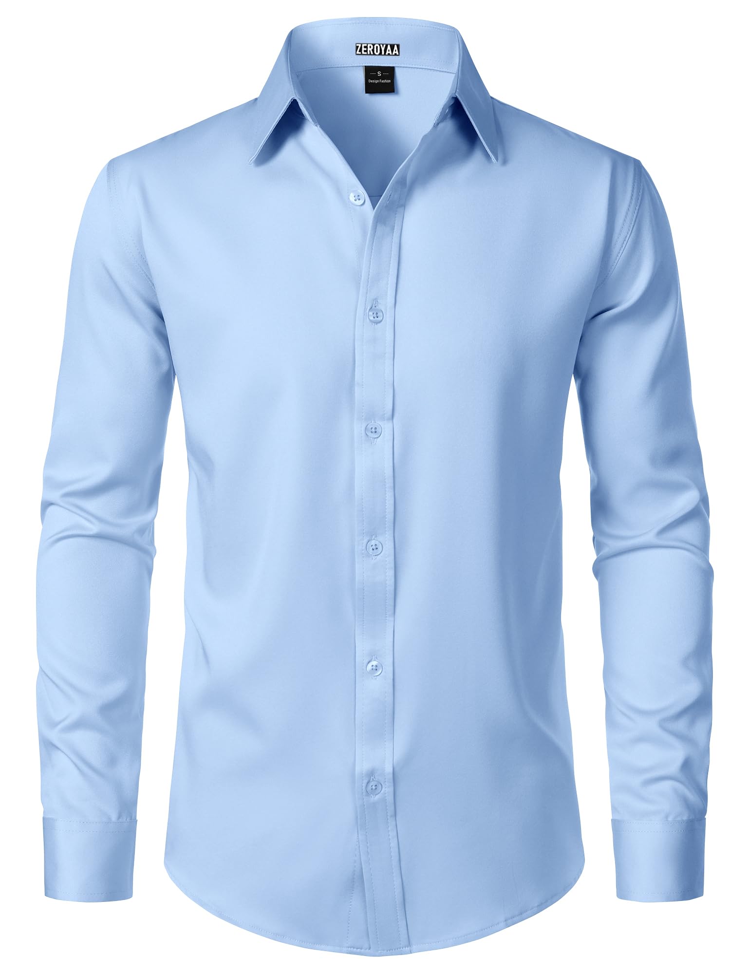 ZEROYAA Men's Wrinkle Free Long Sleeve Dress Shirt Business Casual Modern Slim Fit Button Down Shirts for Wedding and Office