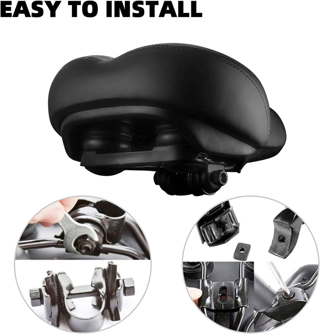2024 New Noseless Bike Seat Cushion for Men & Women - Extra Padding & Comfort Wide Bicycle Seat, Oversized Comfortable Saddle for Peloton Bikes, Exercise Bikes, Electric Bikes, Cruiser Bikes