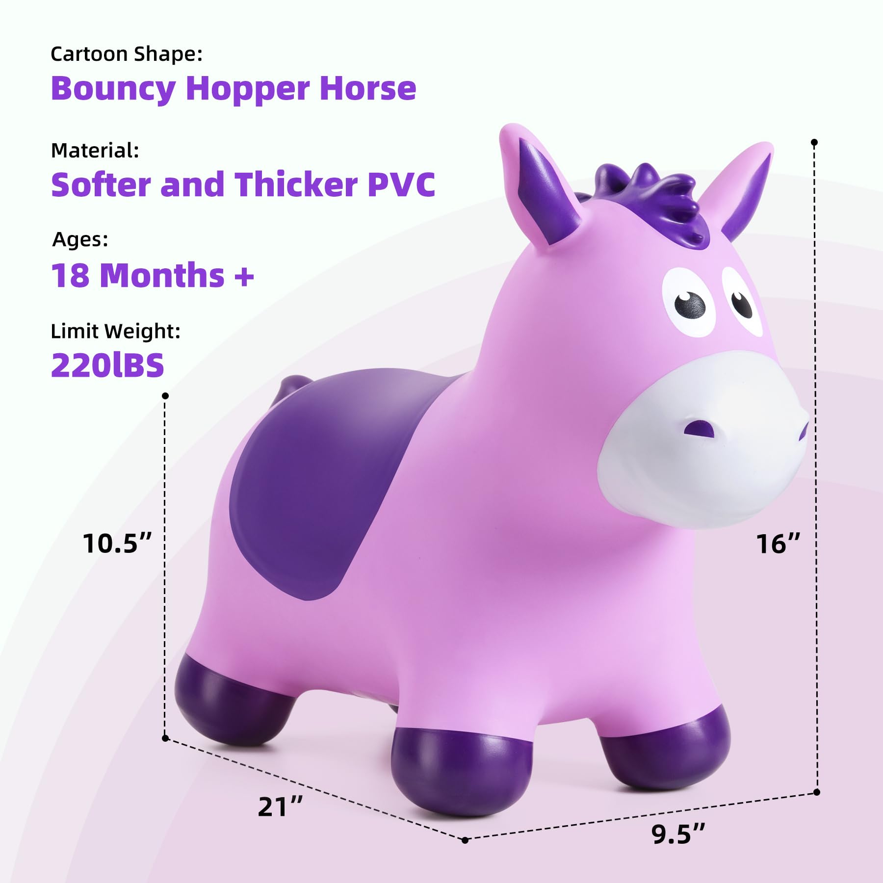 Kids Dinosaur Bouncy Animal Toys, Inflatable Triceratops Bouncer, Ride on Bounce Hopper, Indoor Outdoor Activity Birthday Gift for 18 Months 2 3 4 Years Old Boys