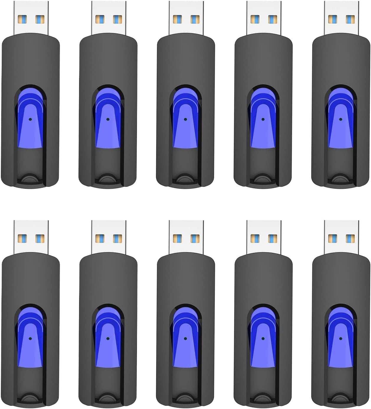 16GB Flash Drive 10 Pack, JUANWE USB 3.0 Flash Drives, Bulk Flash Drive 16 GB Thumb Drive Mutipacks, USB Drive 3.0 Retractable Memoria USB Jump Drive for Data Storage & Backup, Blue