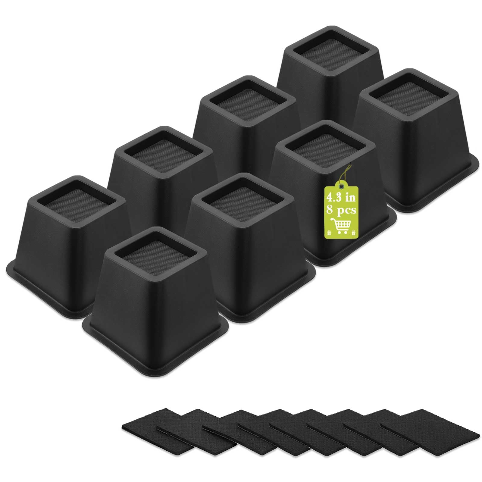 12 Pack Furniture Risers 1 Inch, Adjustable Bed Risers Heavy Duty for Table Desk Couch Chair Sofa Cabinet Bed Frame Dorm, Square Stackable Table Leg Risers Lift Height 1", 2" or 3", Black