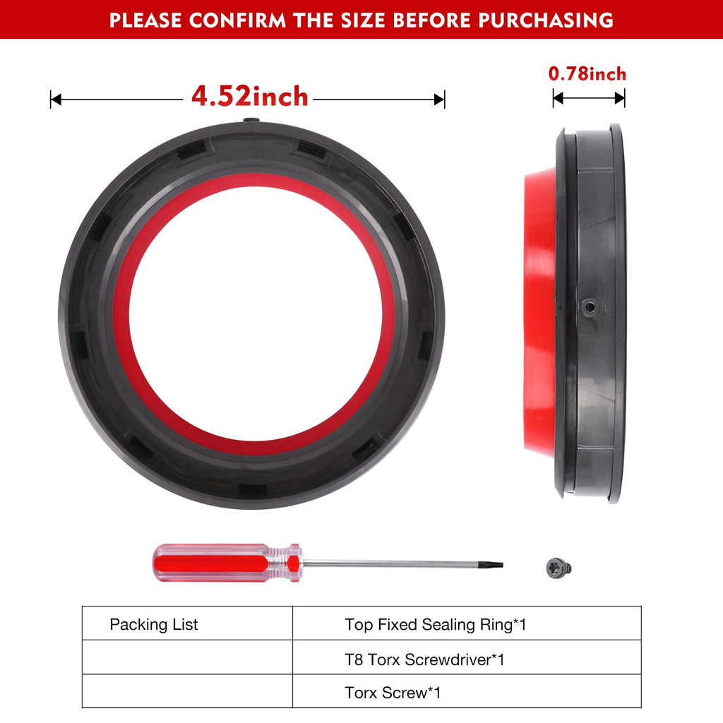 Dust Bin Part Sealing Ring Replacement Compatible with Dyson Cyclone V10 SV12 Vacuum Cleaner Dirt Cup Part Dust Bucket Bin Sealing Ring Assembly