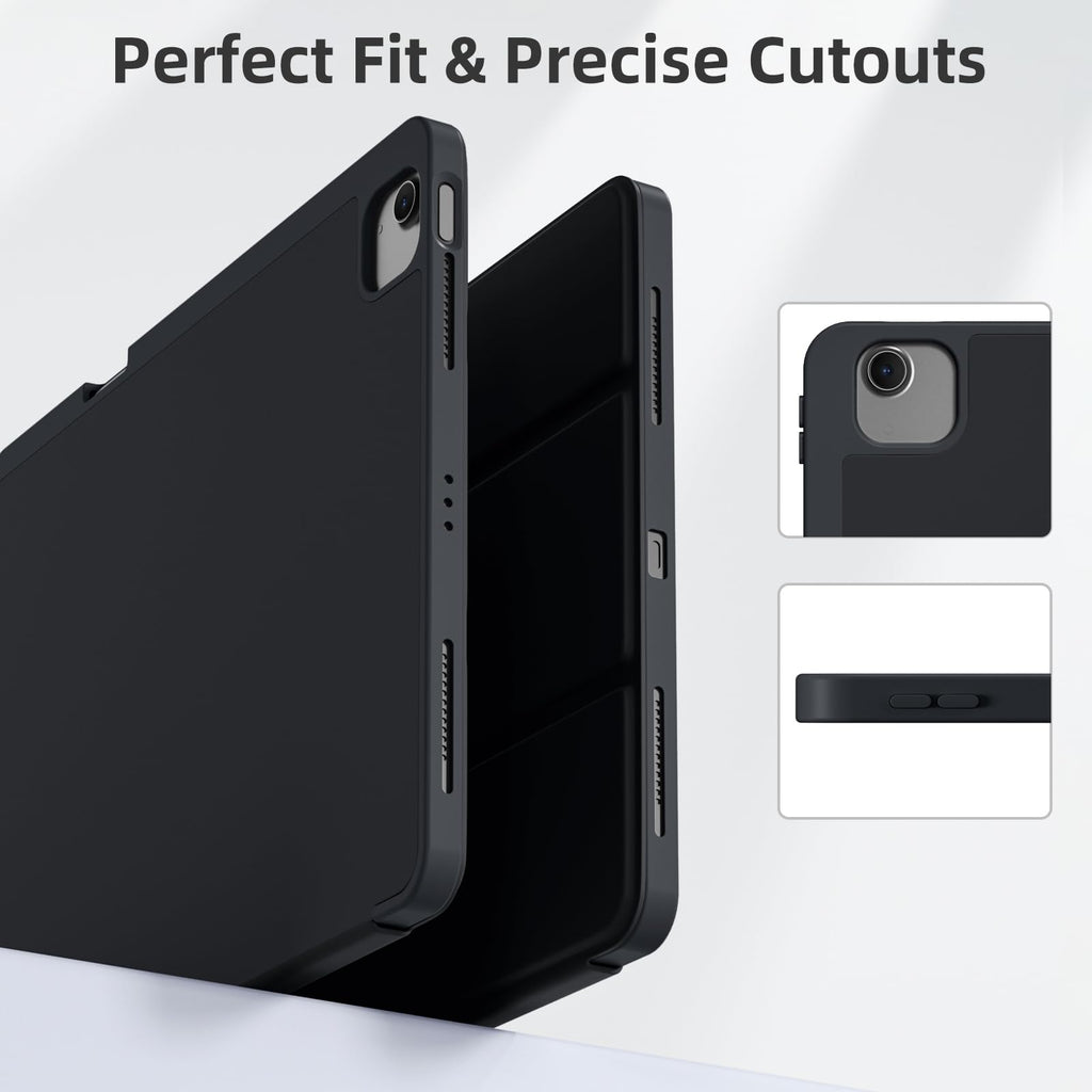 Akkerds Compatible for iPad Air 13 Inch Case (M4/M3/M2) 2026/2025/2024 with Pencil Holder, Trifold Stand Protective Cover/Soft TPU Back for iPad Air 13 Case, Supports Touch ID, Auto Wake/Sleep, Black