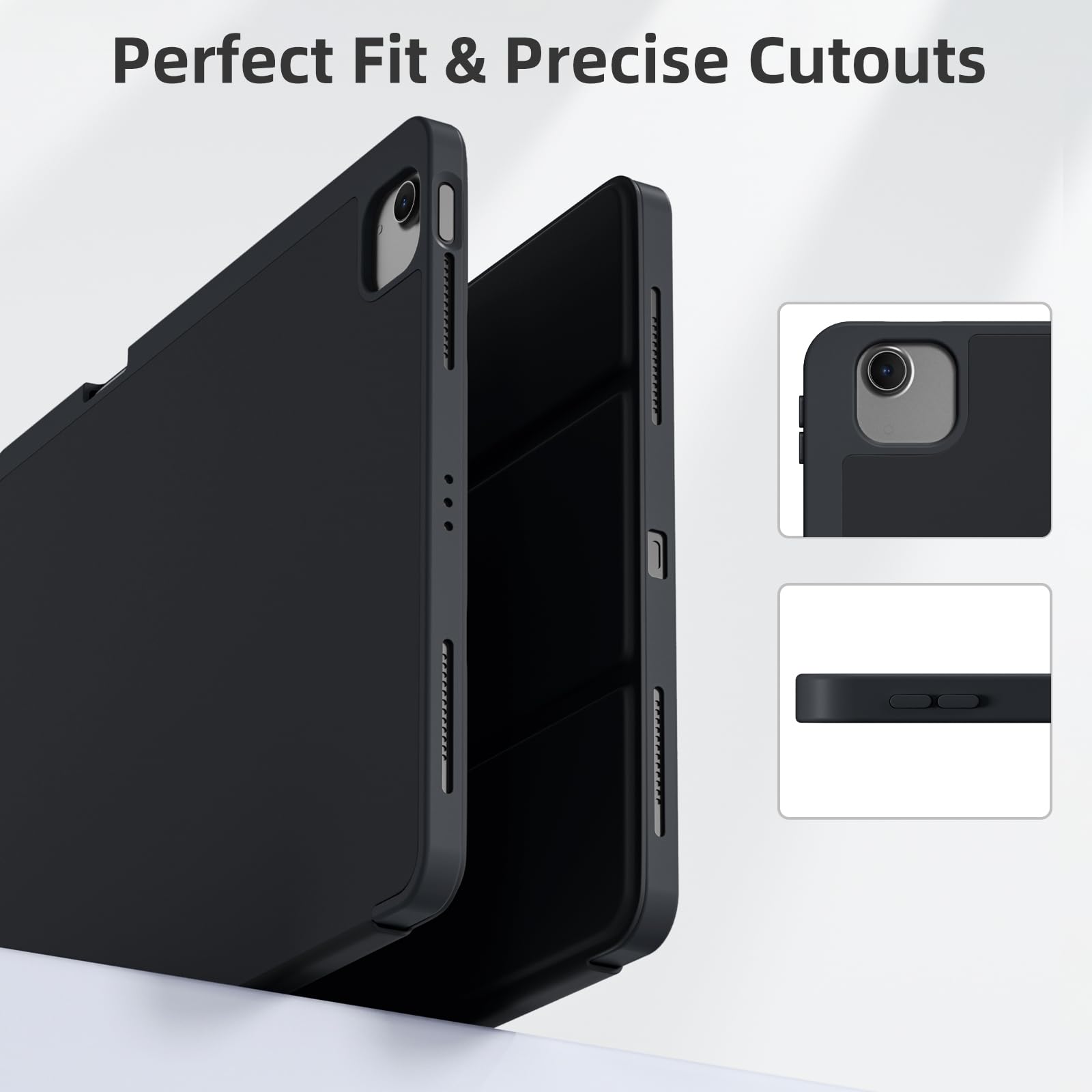 Akkerds Compatible for iPad Air 13 Inch Case (M4/M3/M2) 2026/2025/2024 with Pencil Holder, Trifold Stand Protective Cover/Soft TPU Back for iPad Air 13 Case, Supports Touch ID, Auto Wake/Sleep, Black