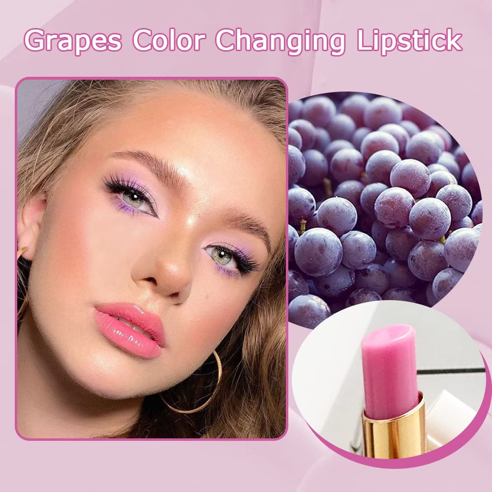 evpct 2Pcs Blueberry Tinted Lip Balms PH Lip Color Changing Lipstick Balm Stain Gift Set Queen for Women Girls Korean Mood Long Lasting Color Change Light Pink Lipstick Lip Tint Plumper Gloss