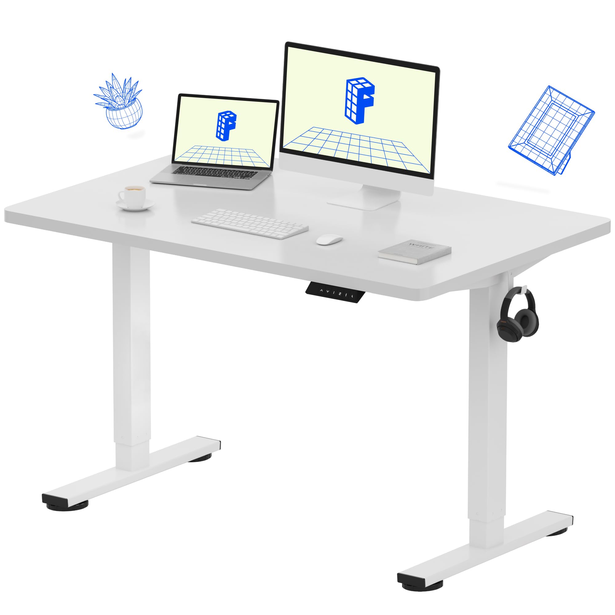 FLEXISPOT EN1 One-Piece Standing Desk, Electric Adjustable with 4 Memory Presets, 176 LBS Capacity, Stable & Quiet, Seamless Desktop for Home Office & Dual Monitors, 40"x24" Black