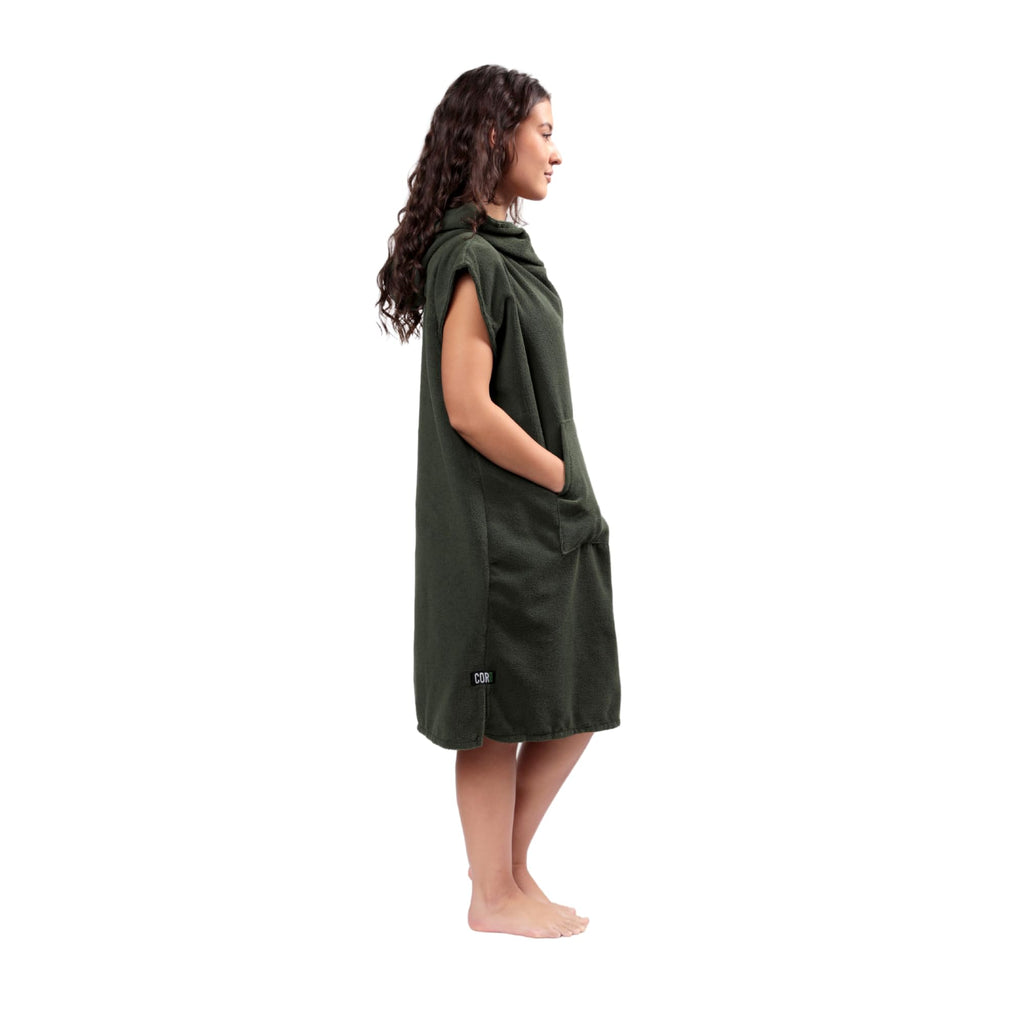COR Surf Poncho Changing Towel Robe with Hood and Front Pocket | Thick Quick Dry Microfiber Wetsuit Poncho Towel for Surfing Beach Pool Swim (Medium, Cobalt)