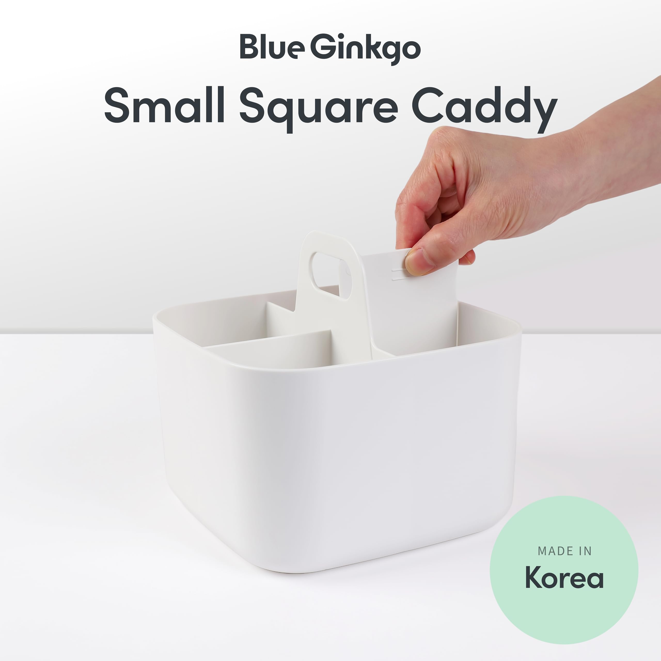 BLUE GINKGO Stackable Organizer Caddy – Korean-Made Portable Tote for Bathroom, Office, Crafts, or School Supplies (Long Rectangle, Blue)