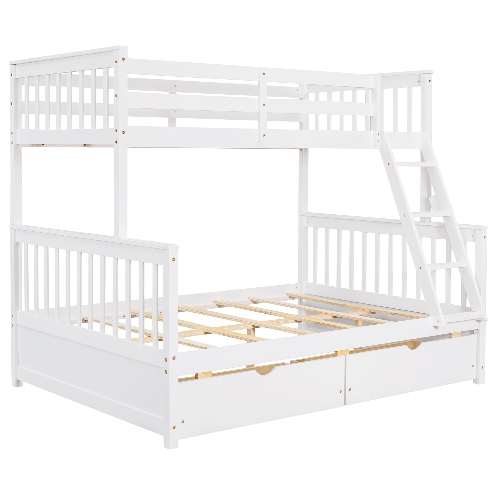 Merax Wood Bunk Bed with Two Drawers,Convertible Wood Bunk Bed with Ladders and Two Storage Drawers,Solid Wood Detachable Bed Frame with Ladders, Twin Over Full Size, Espresso