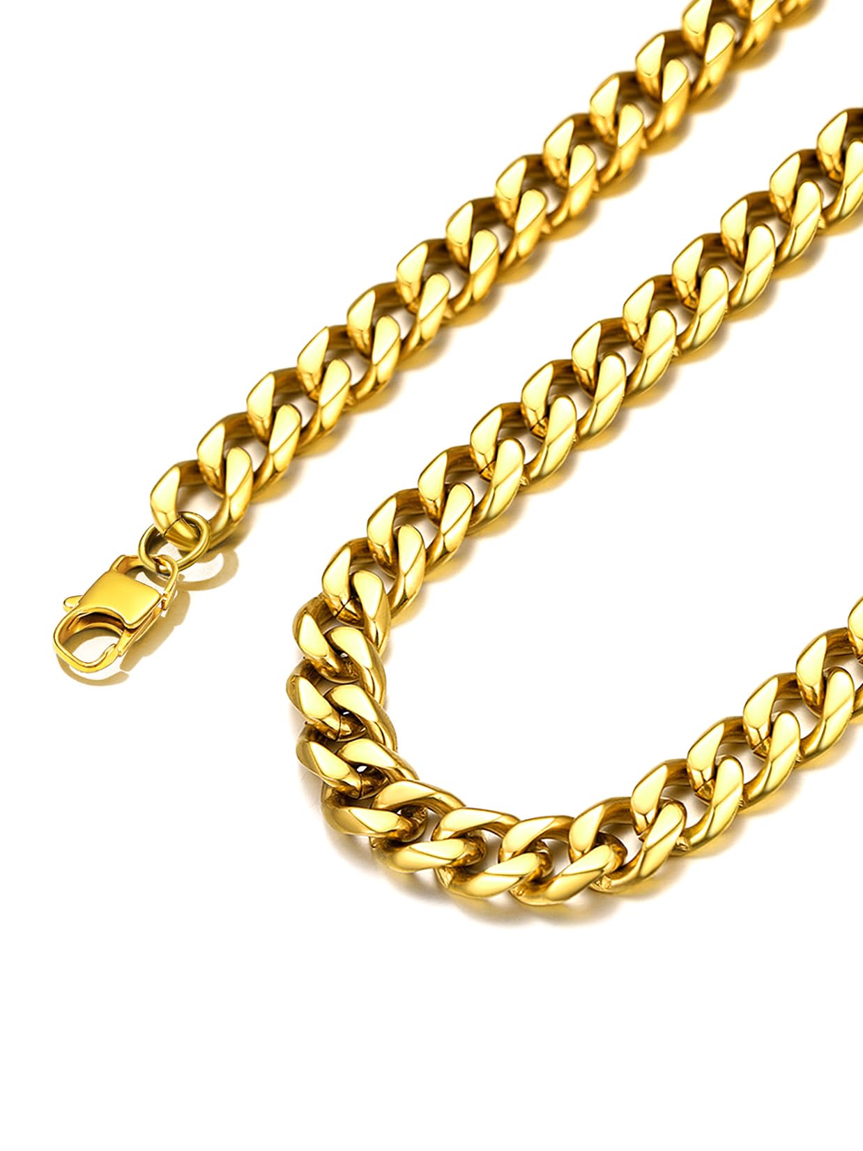 Suplight Cuban Link Chain for Men Women, 18K Gold Plated/Stainless Steel Black Miami Curb Cuban Chain Necklace, 3/6/9/12 mm 14-30 Inch Hip Hop Mens Jewelry, Send Gift Box