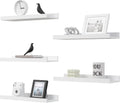 DOLLFIO Floating Shelves Set of 5, White Wall Shelves with Lip, Display Shelves for Wall Decor, Modern Picture Ledge for Living Room, Bedroom, Nursery, Bathroom, Pictures, Books, Plants- White