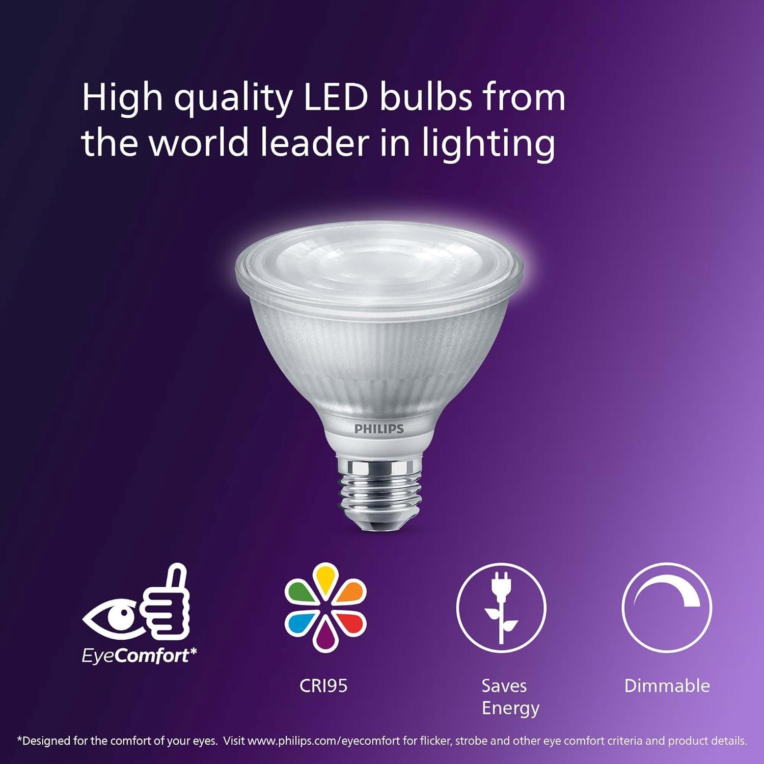 PHILIPS LED 50W PAR16 9-Pack Ultra Definition Bright White (3000K) 400 Lumen (5W = 50W) Dimmable Flicker-Free Light Bulbs