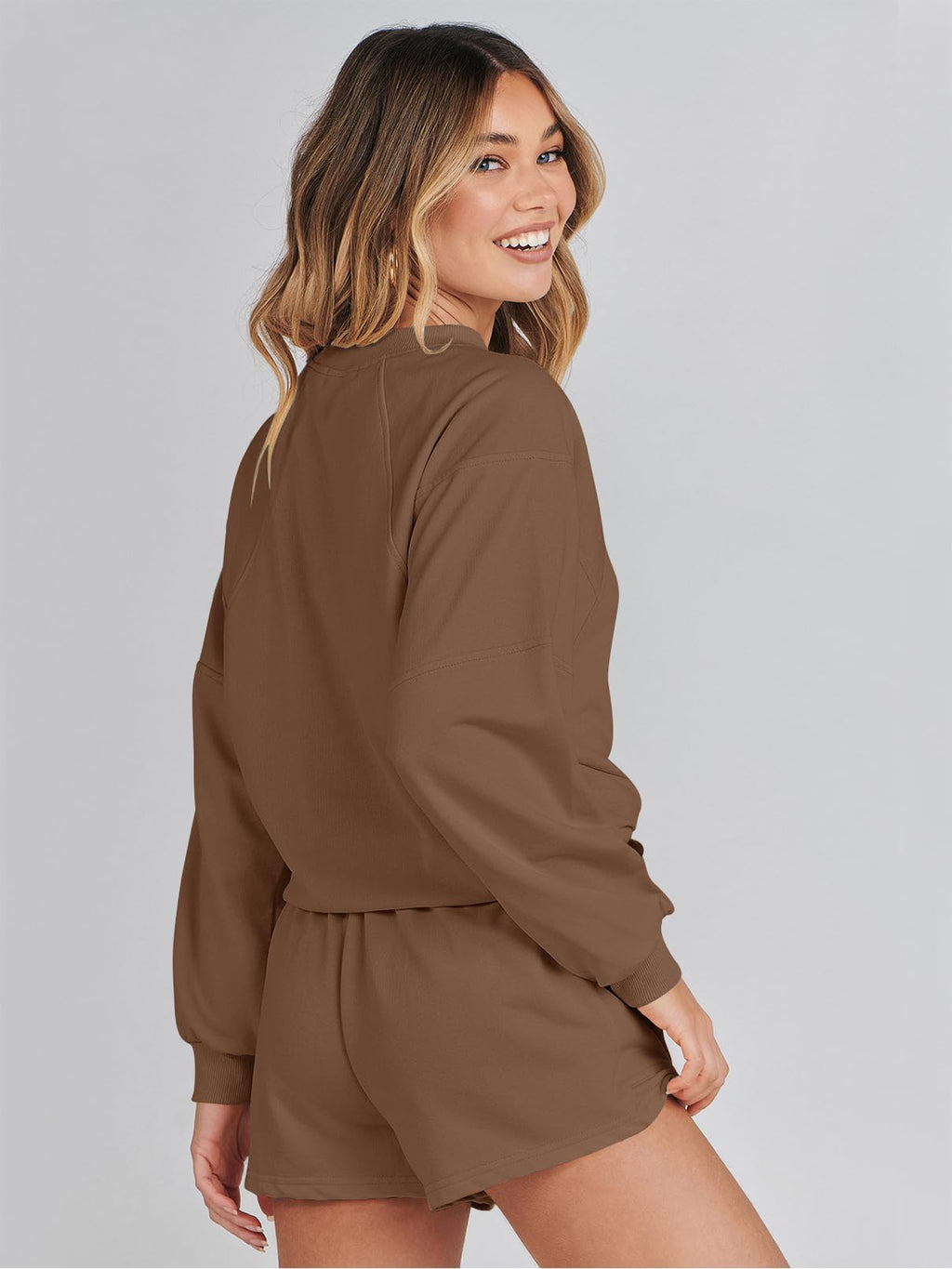 MEROKEETY 2026 Spring Lounge Sets for Women Oversized Batwing Sleeve Casual Top and Shorts 2 Piece Outfits Sweat Set