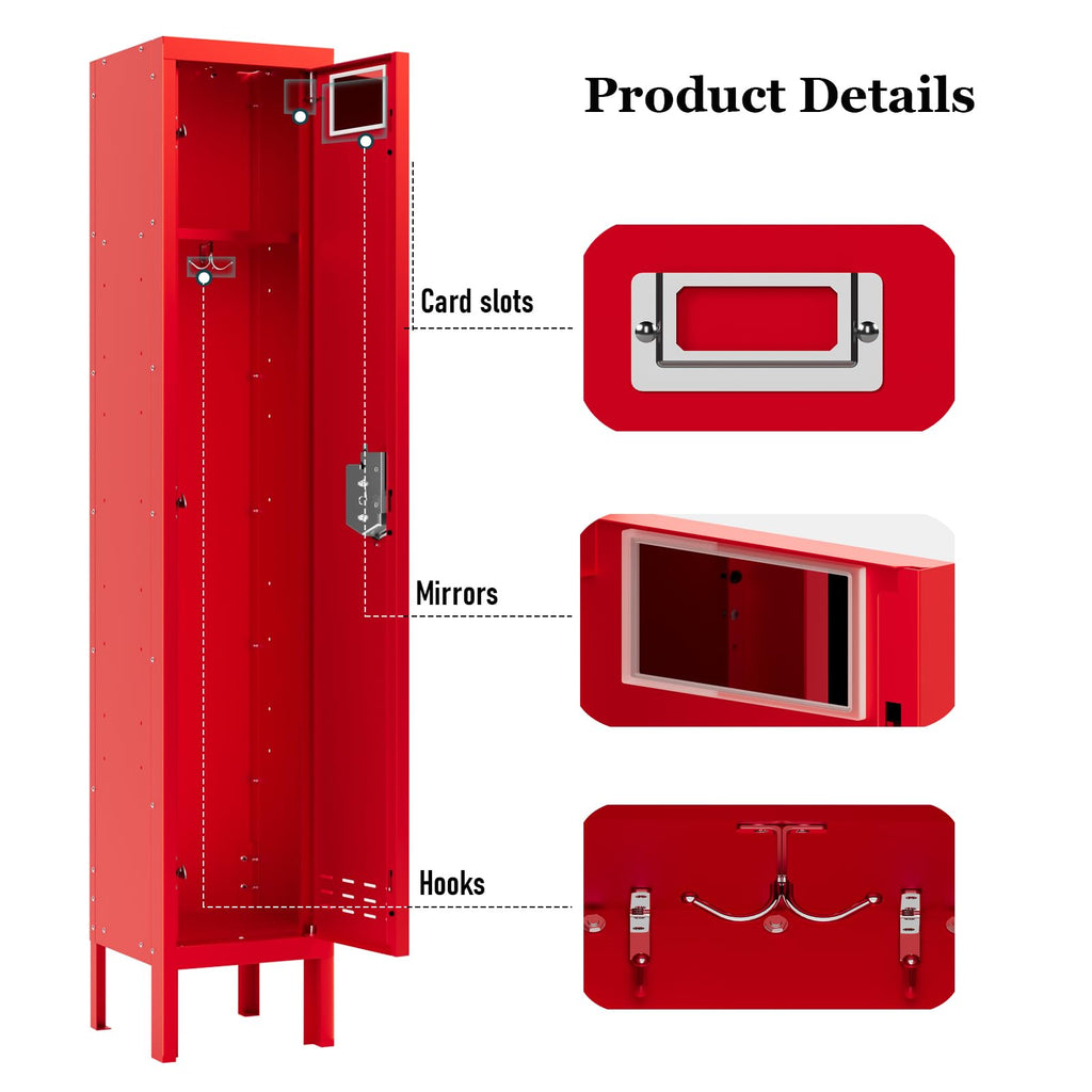 Lockers,Metal Locker, (Beige, 1 Door - (66.15" H x 11.8" W x 11.8" D))
