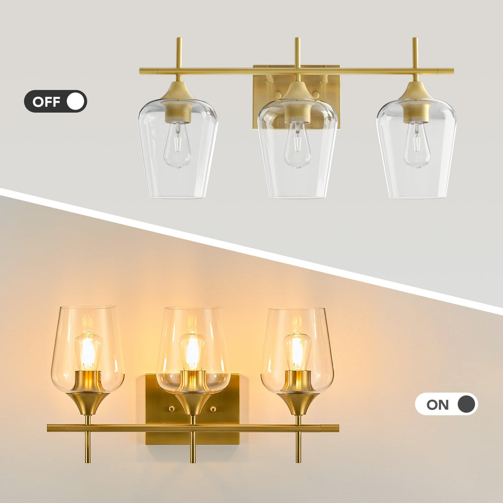 VONLUCE Bathroom Vanity Light, 2 Light Bathroom Light Fixture Over Mirror, Bathroom Wall Lamp with Clear Glass, Modern Brushed Nickel Vanity Lighting fixtures for Bathroom, Bedroom, Hallway