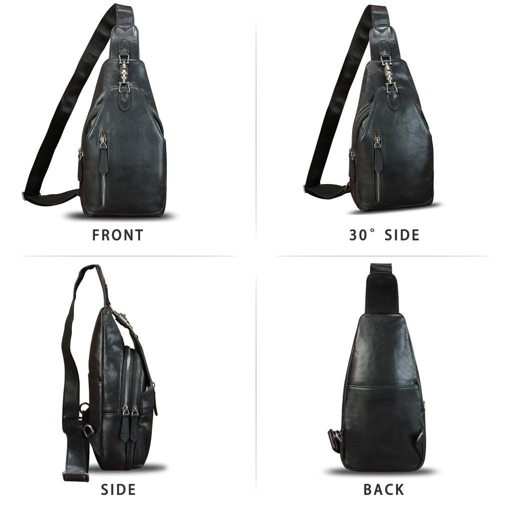Genuine Leather Sling Bag for Men and Women Real Leather Shoulder Crossbody Bag Chest Bag Sling Backpack Purse