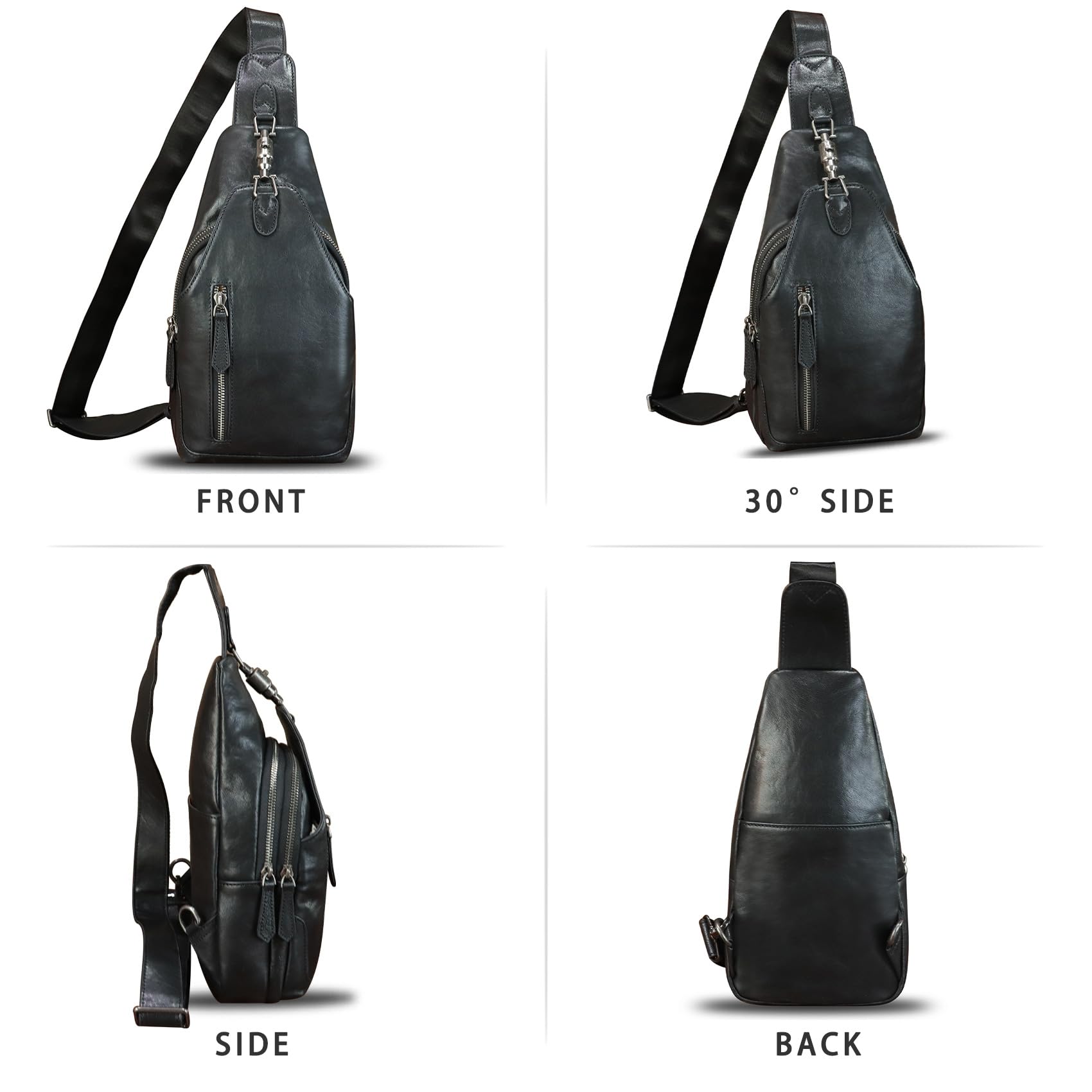 Genuine Leather Sling Bag for Men and Women Real Leather Shoulder Crossbody Bag Chest Bag Sling Backpack Purse