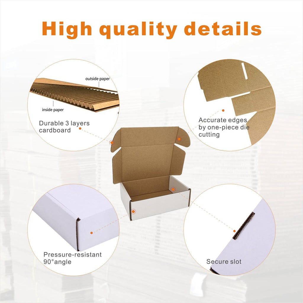 4x4x1'' Small Shipping Boxes 25 Pack, Corrugated Cardboard Mailers for Business, Black (CM441B25)