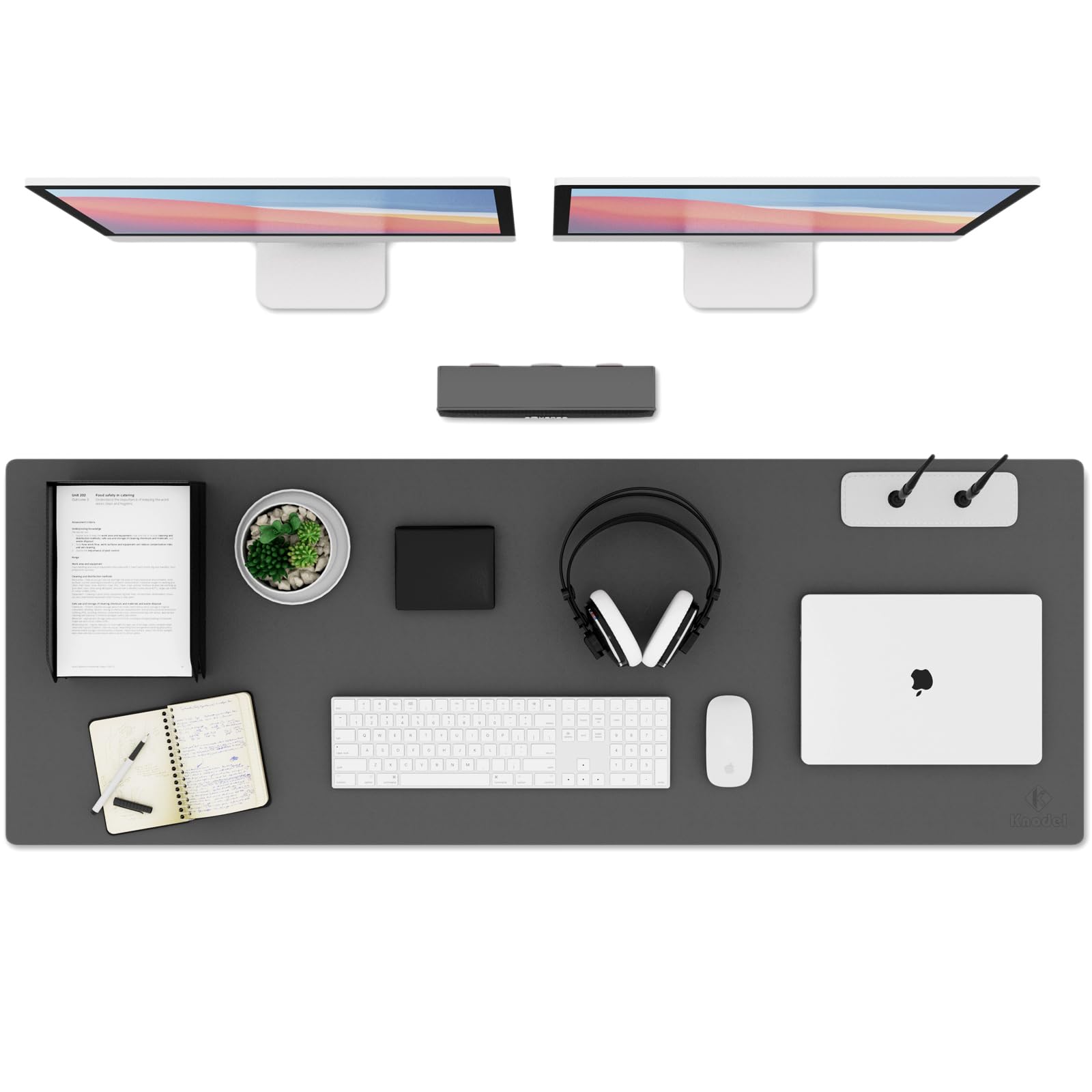 K KNODEL Small Office Leather Desk Mat, Mouse and Keyboard Pad, Computer and Laptop Mat, Desktop Protector and Cover, Writing Pad and Blotter (23.6"x13.8", Black)