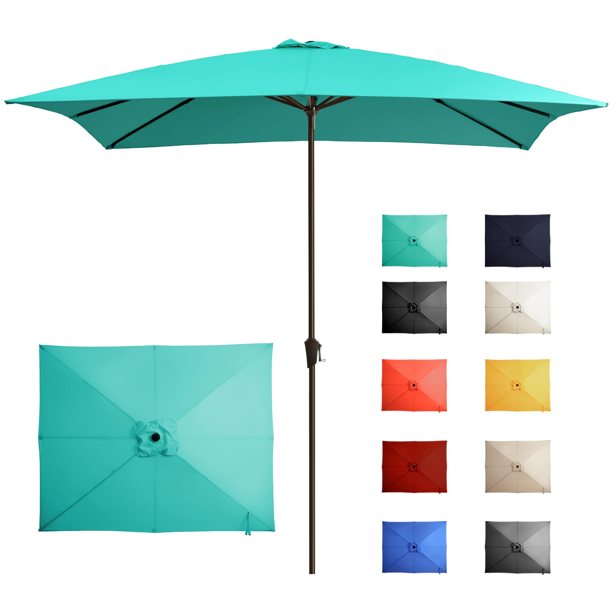 Ayge 6.5x10FT Rectangular Patio Umbrella Outdoor Table Umbrella w/Push Button Tilt & Crank Rectangle Market Umbrella UV Protection for Garden,Deck,Lawn,Yard & Pool,Beige