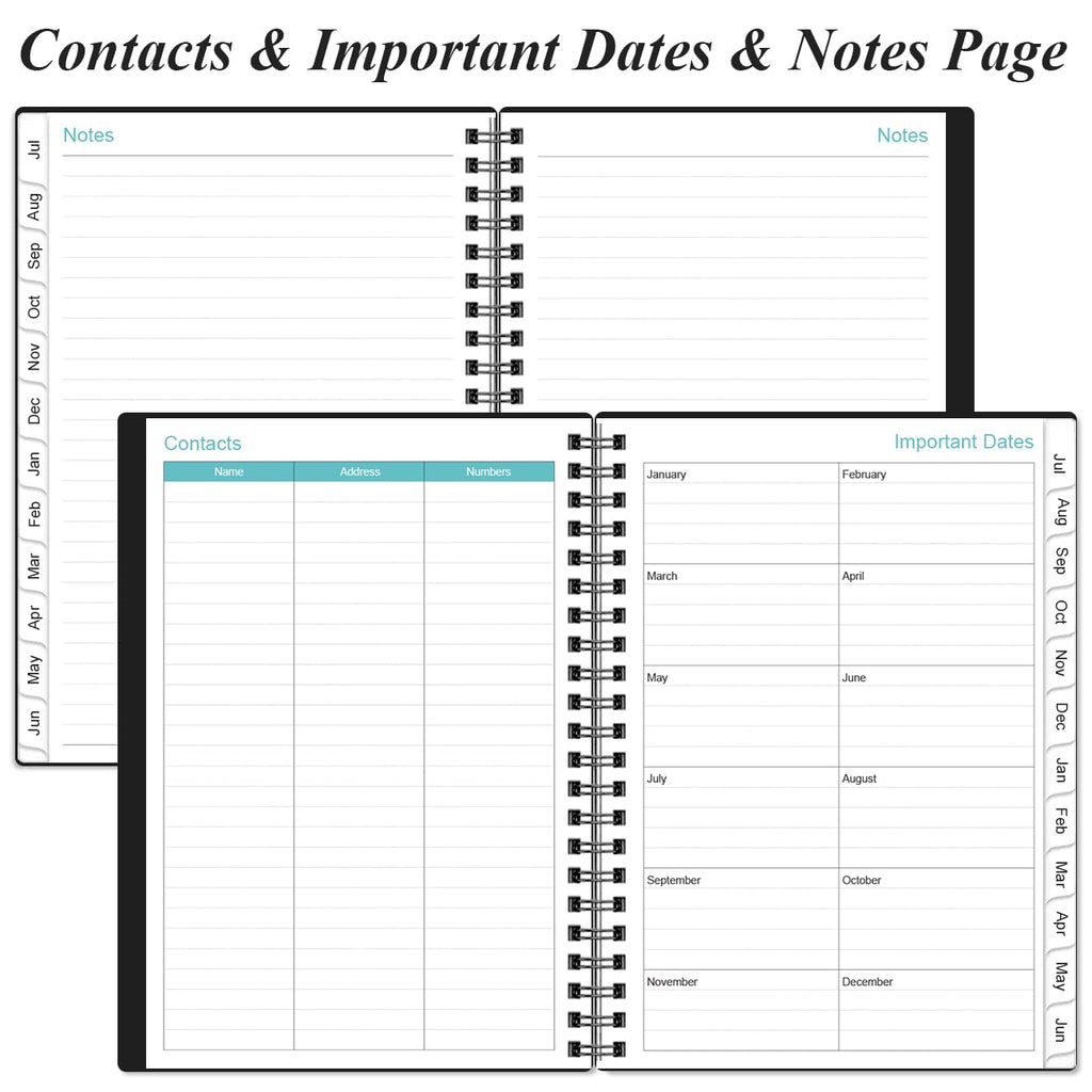 2026-2027 Daily & Monthly Planner - One Page Per Day, Daily Planner from July 2026 to June 2027, Planner 2026-2027 with 12 Monthly Tabs, 6.4" x 8.5", Black