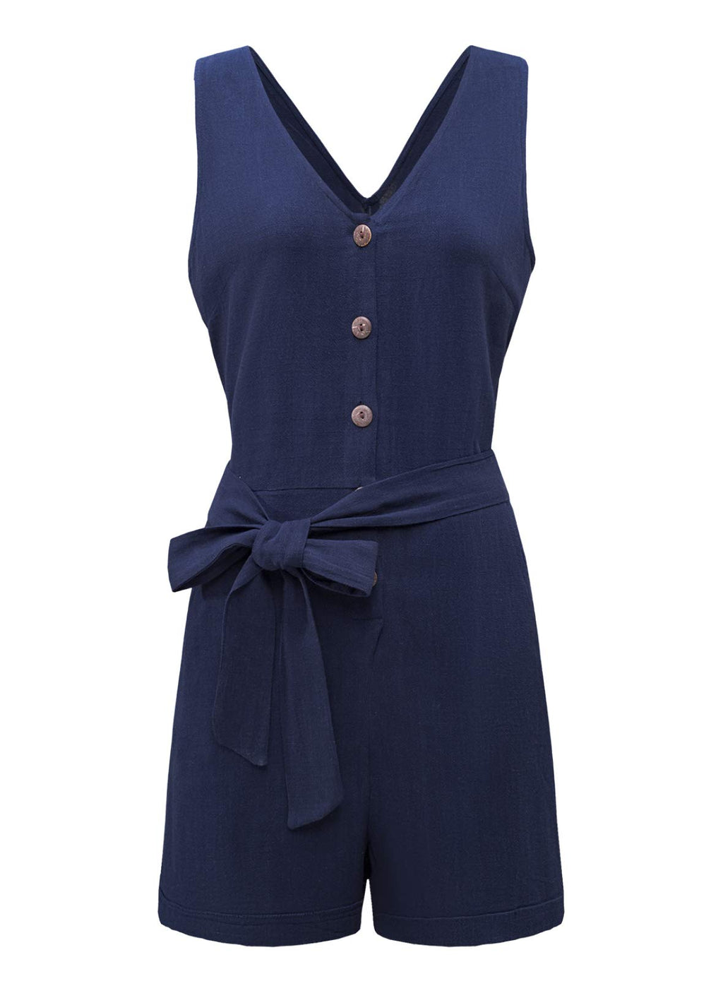 Acelitt Womens Casual Summer Crewneck Ruffle Sleeveless Rompers, XS-XXL