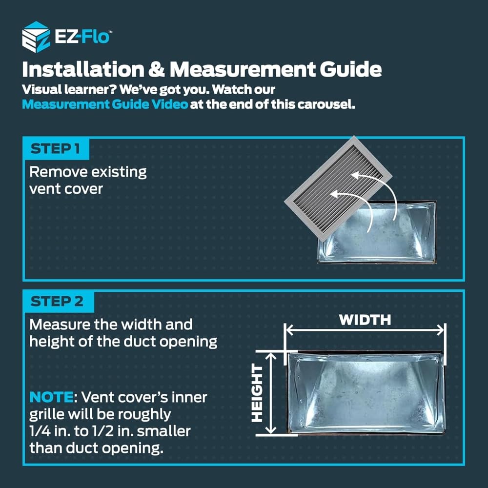 EZ-FLO 6 x 6 Inch (Duct Opening) Air Vent Cover for Wall or Ceiling, Four-Way Ventilation Register, Solid Steel HVAC Register Cover, White, 61617