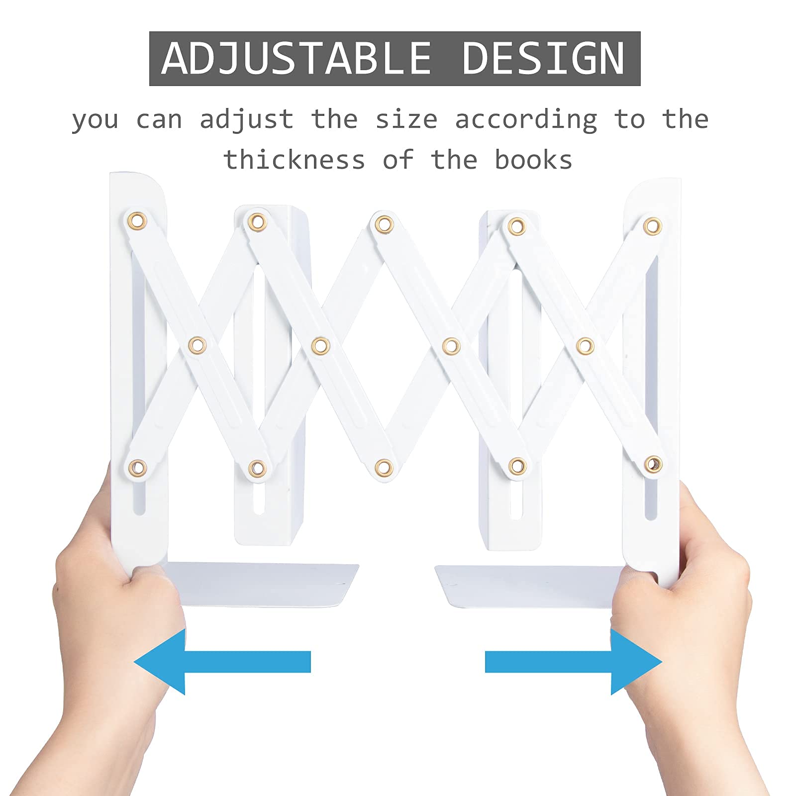 Aobopar Adjustable Book Ends, Metal Bookends for Heavy Books, Desk Book Holder for Shelves, Book Organizer for Desk, Suitable for Office, Home and School Use (Black)