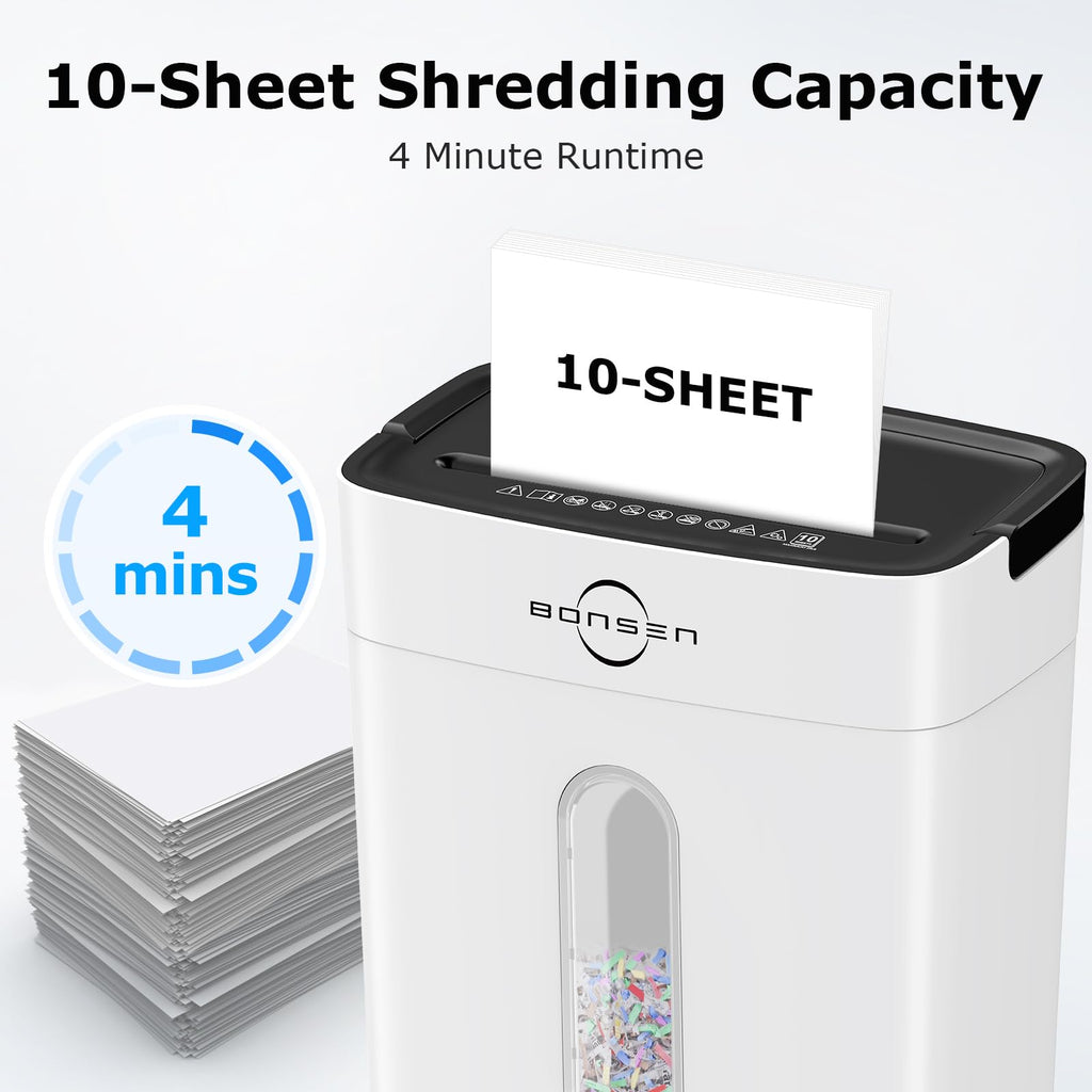 BONSEN Shredder for Home Office, 4 Gallons 8-Sheet Cross Cut Credit Card Shredder, Small Paper Shredder for Home Use, High Security Level P-4, ETL Certification (S3101)