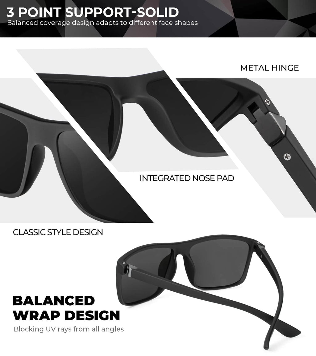KALIYADI Polarized Sunglasses for Men and Women, Mens Sun Glasses with UV Protection for Driving Fishing Golf (3 Packs)