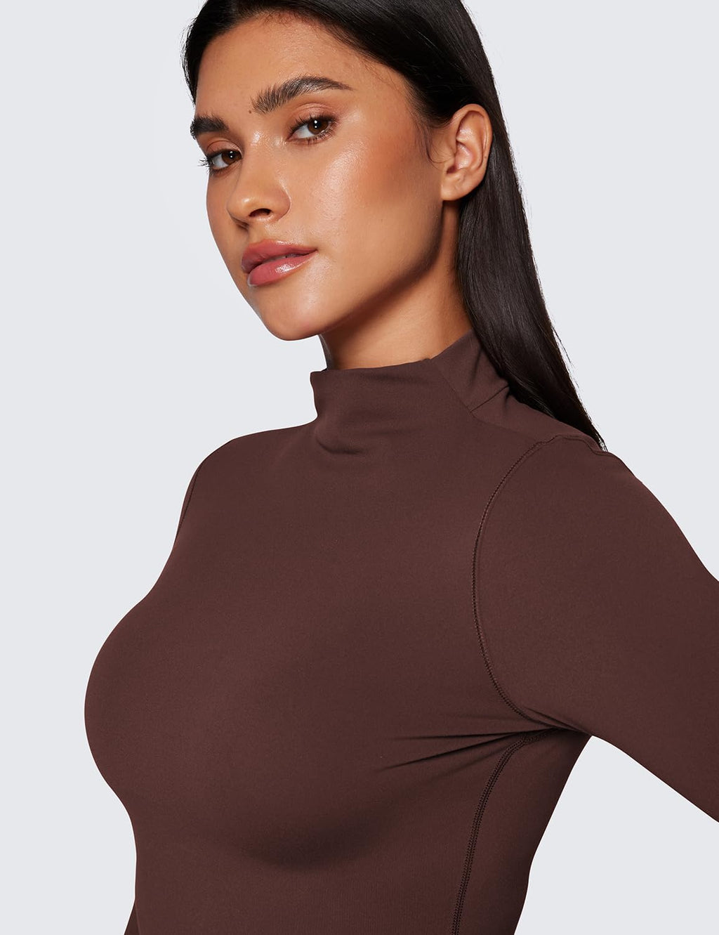 CRZ YOGA Butterluxe Mock Neck Long Sleeve Shirts for Women - Workout Casual Tops Turtleneck Crop Slim Fall Base Layer