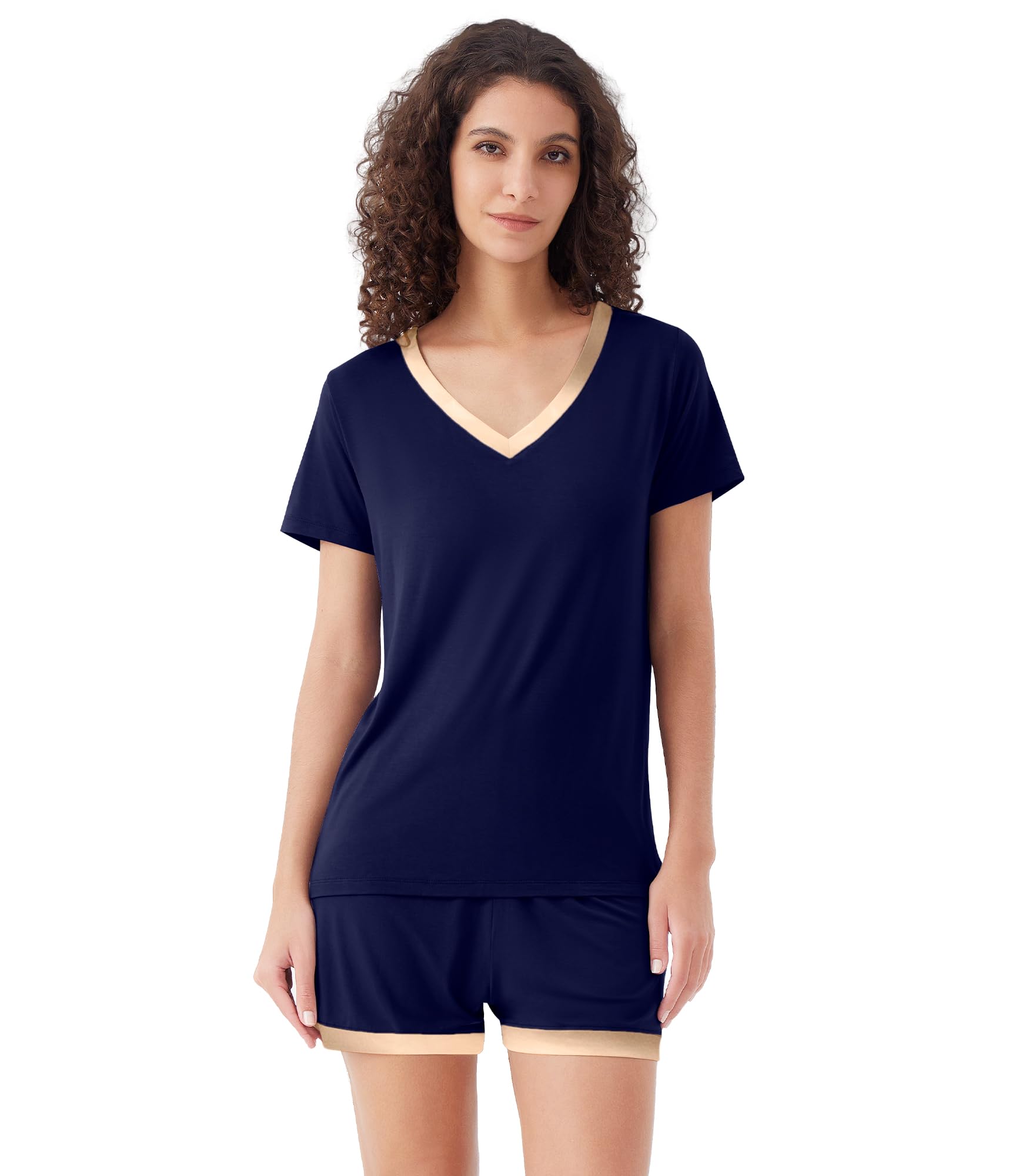 WiWi Viscose from Bamboo Pajamas Set for Women Super Soft Short Sleeve Cooling Summer Plus Size Pjs Sets Sleepwear S-4X