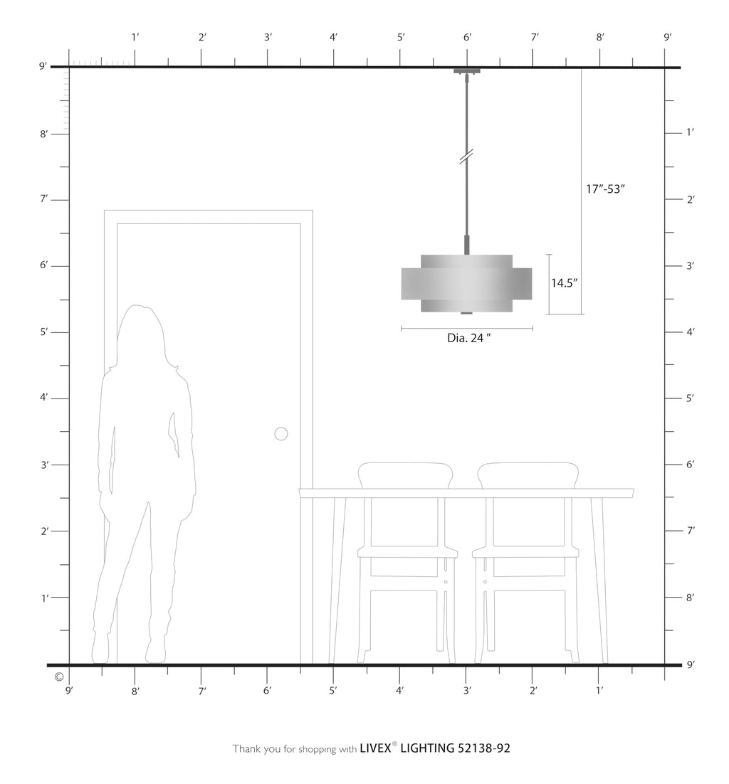 Livex Lighting Fabric Shade 52138-92 Meridian 5 Light English Bronze Pendant