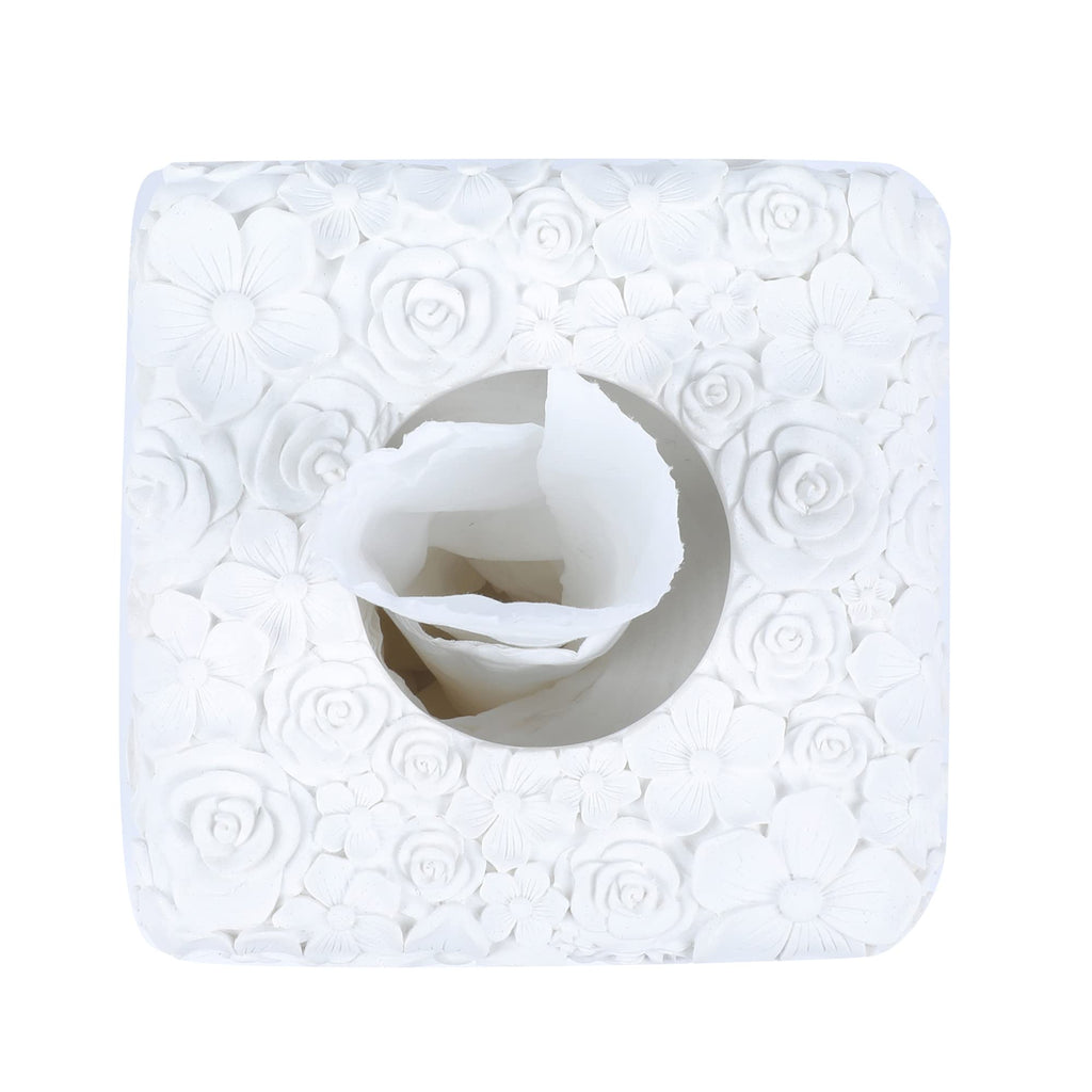 Hymmah Square Tissue Box Cover Holder with Tray,Unique Cube Design Tissue Dispenser Cover Decor for Vanity Counter Tops Also Great for Bedroom and Living Room