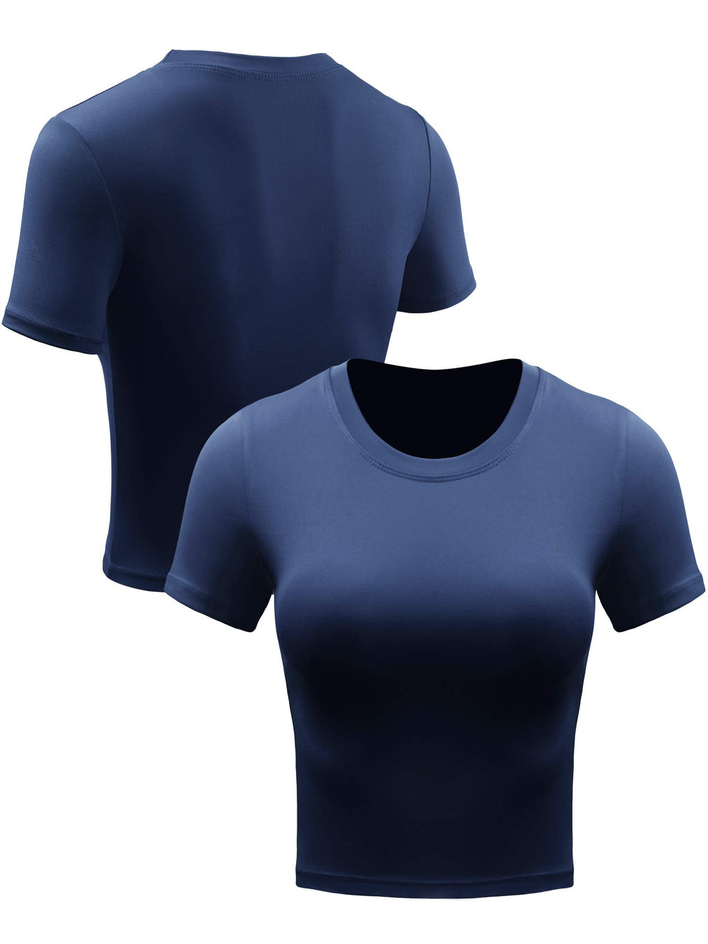 CADMUS Women's Dry Fit Crop Top Yoga Short Sleeve Shirts Crew Neck Athletic Running Tee 3 Pieces