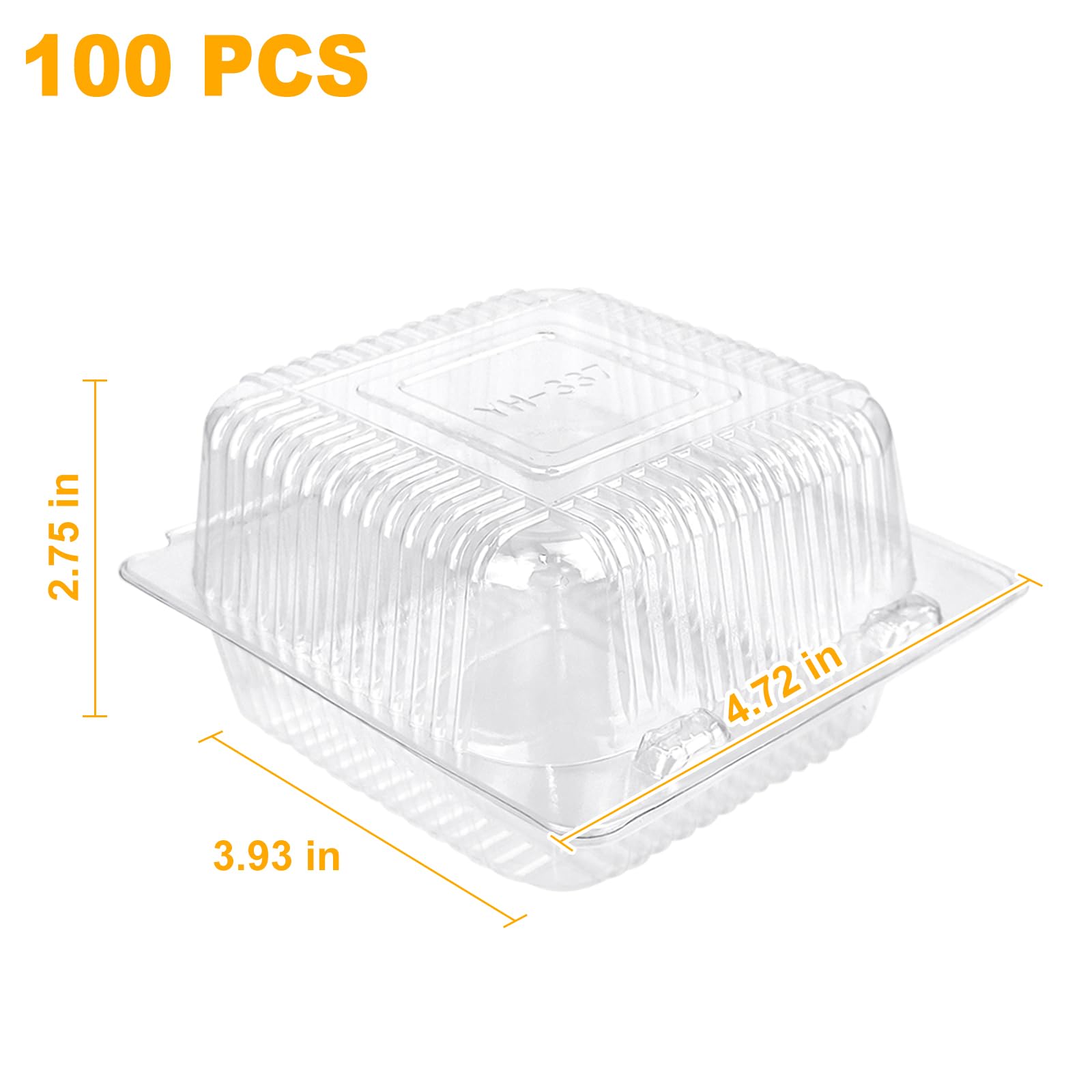 50 Pack 5 x 5 inch Clear Plastic Disposable Clamshell Container,Hinged Take Out Clamshell Dessert Container with Lid Takeout Tray Disposable Food Clamshell Containers for Dessert,Cakes,Sandwiches