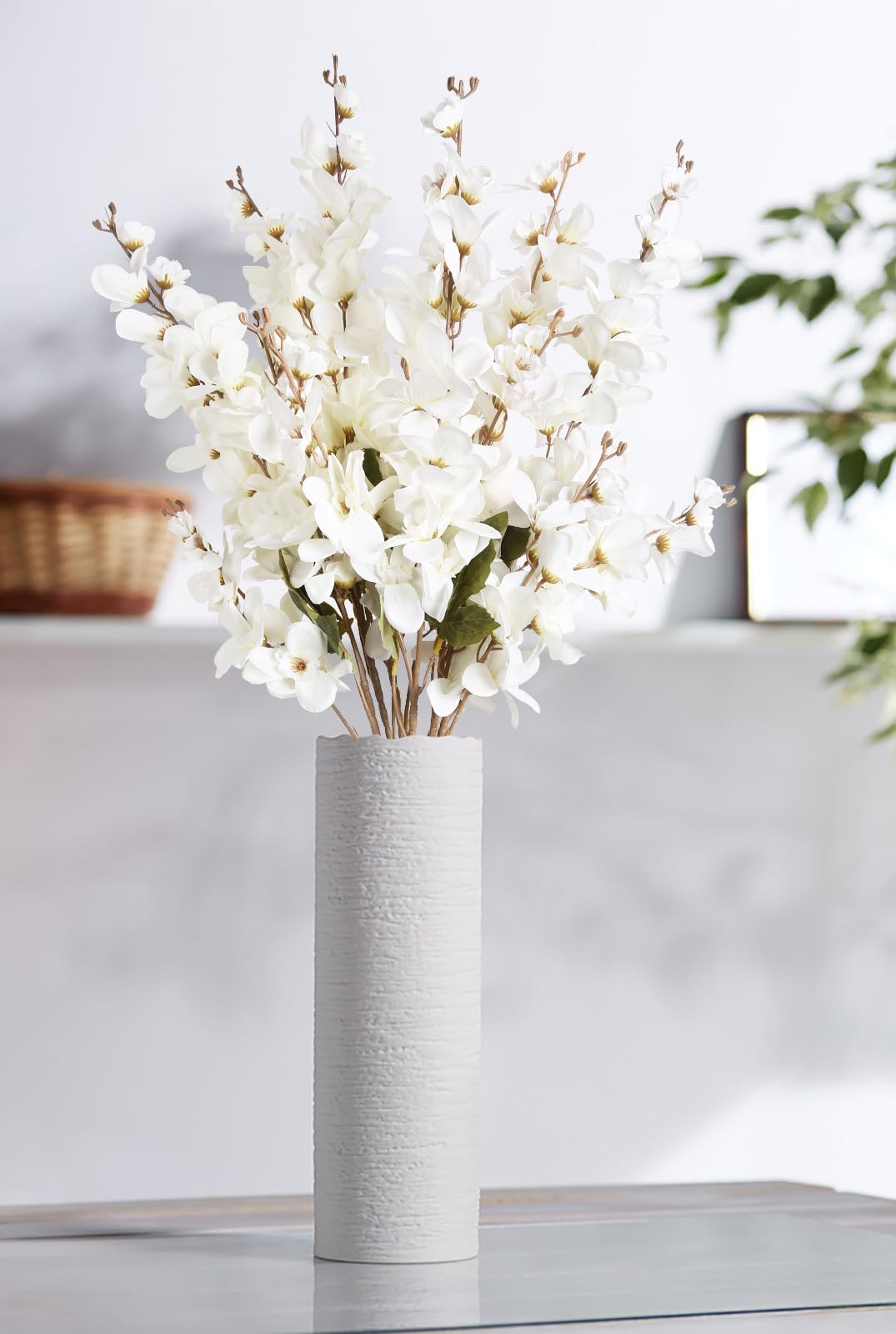 6PCS Blue Delphinium Artificial Flower Lifelike Silk Larkspur Flowers Plant 35.43" Long Stem Blossoms Fake Flowers for Tall Vase Floral Arrangements Home Table Wedding Decor(Blue)