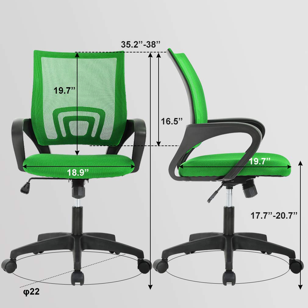 BestOffice Home Office Chair Ergonomic Desk Chair Mesh Computer Chair with Lumbar Support Armrest Executive Rolling Swivel Adjustable Mid Back Task Chair for Women Adults, Black (Black)